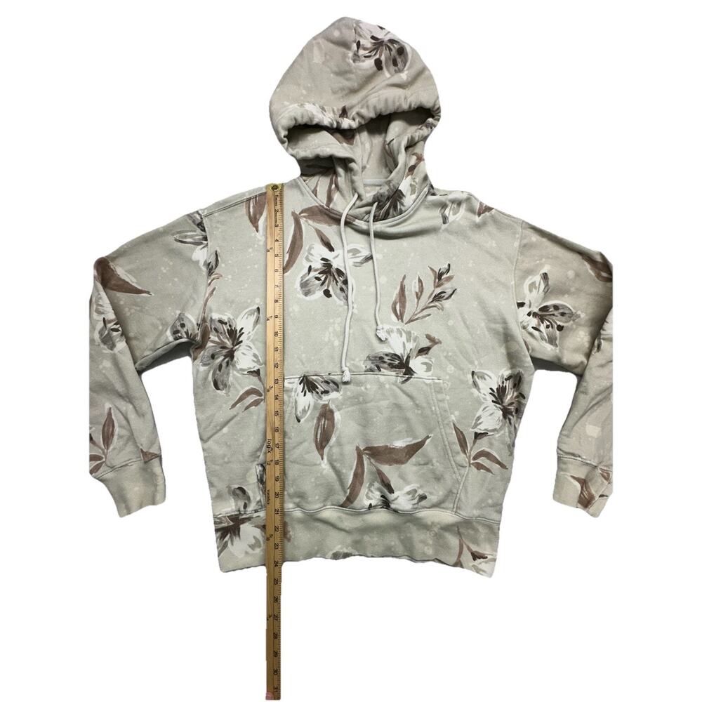 American Eagle Mens Hoodie XS Relaxed Fit Soft Tropical Floral Tan Pullover - Picture 4 of 7